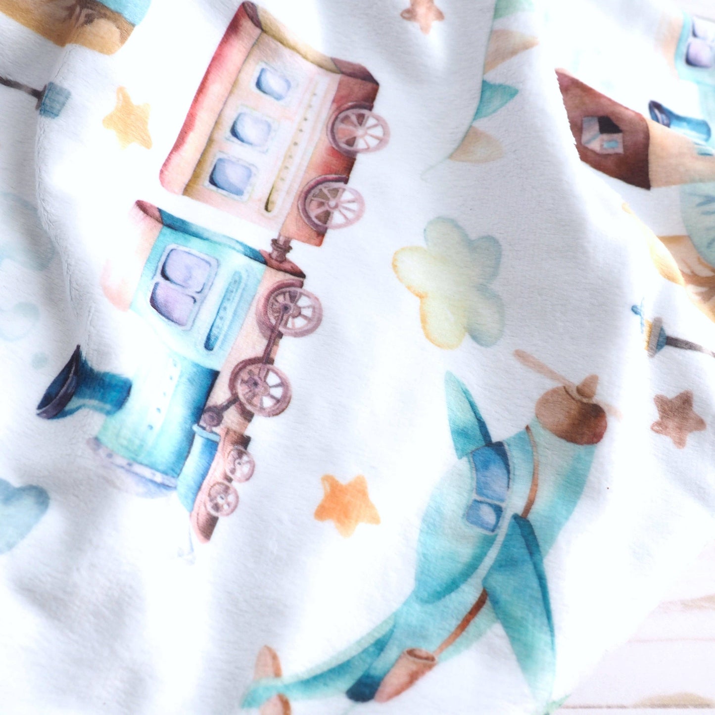 Premium Baby & Toddler Minky Blanket - Planes, Trains Blanket Maple & Co. Boutique