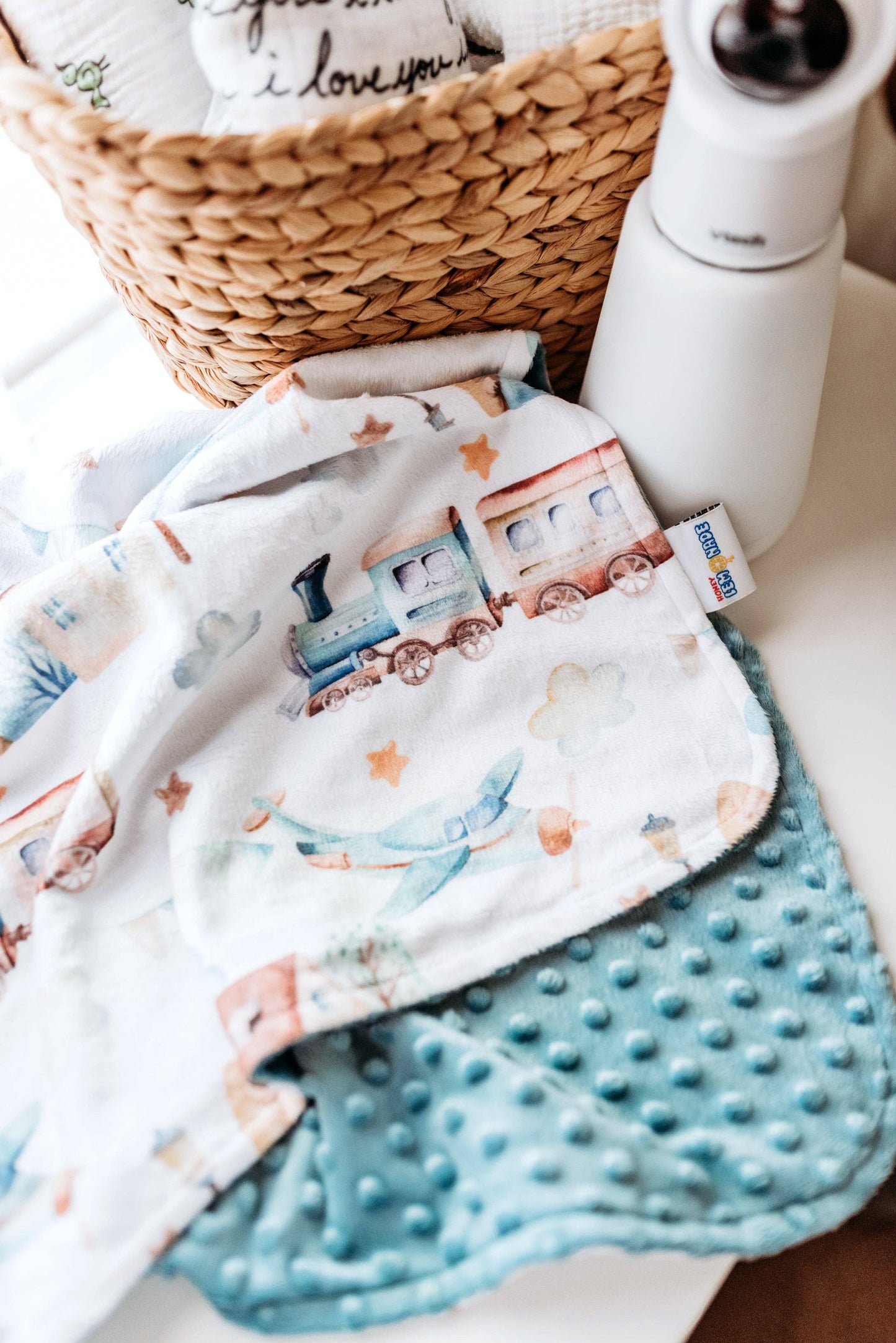 Premium Baby & Toddler Minky Blanket - Planes, Trains Blanket Maple & Co. Boutique