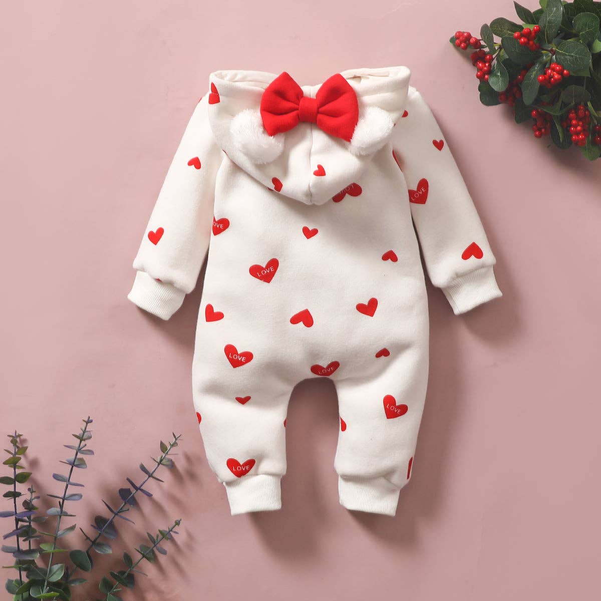 Valentine’s Day Baby Heart Jumpsuit Baby Onesie Maple & Co. Boutique