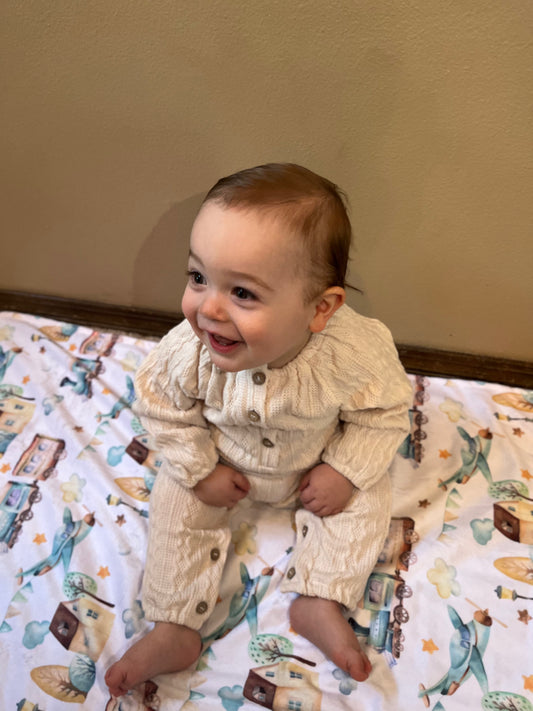 Solid Knitted Long-sleeve Baby Jumpsuit Baby Onesie Maple & Co. Boutique