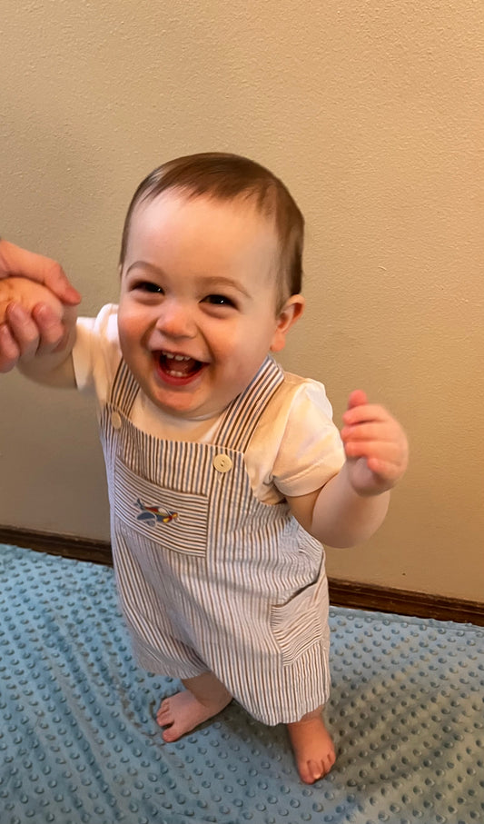 Striped Airplane Overalls + Tee Baby Clothes Maple & Co. Boutique