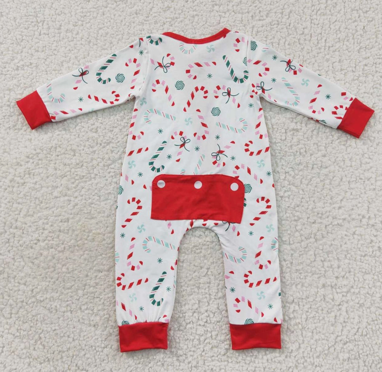Candy Cane Christmas Romper Baby Onesie Maple & Co. Boutique