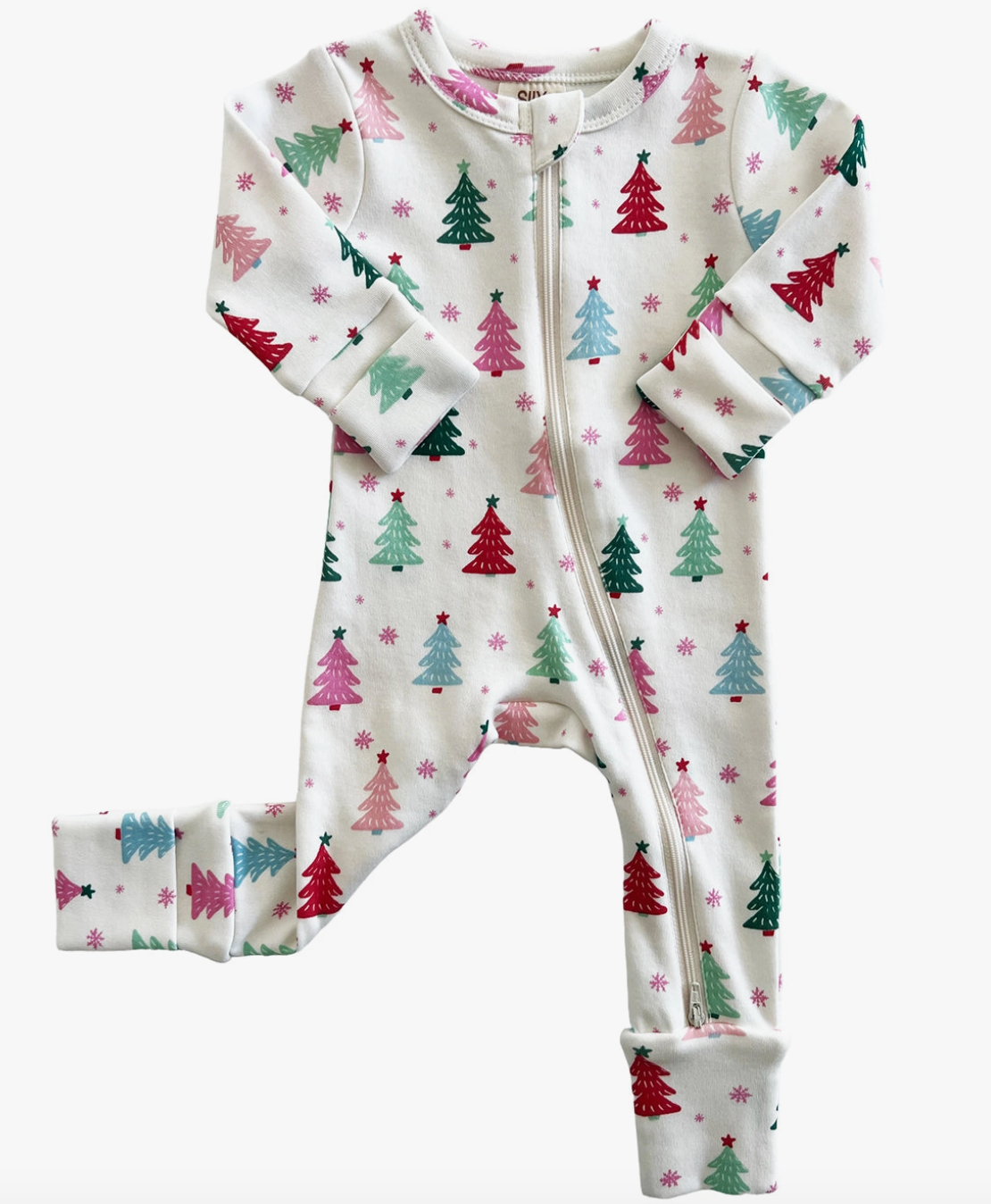 Christmas Trees 2-Way Zip Romper Baby Onesie Maple & Co. Boutique