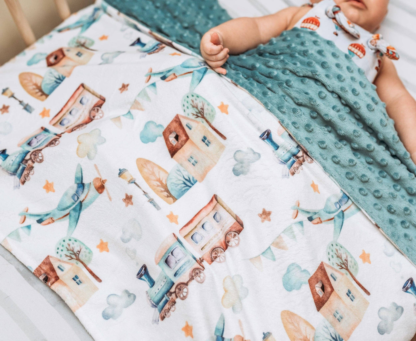 Premium Baby & Toddler Minky Blanket - Planes, Trains Blanket Maple & Co. Boutique