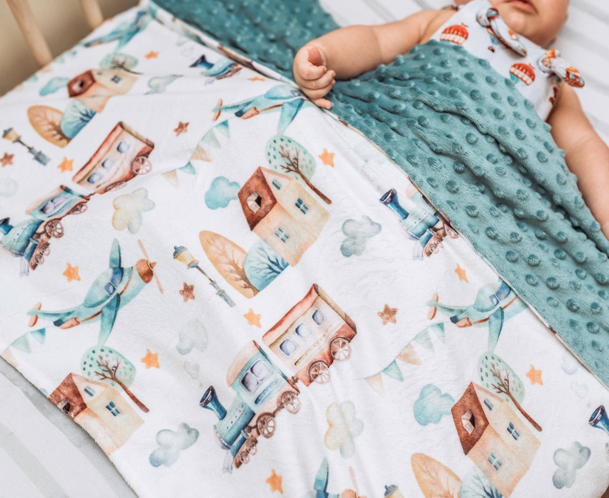 Premium Baby & Toddler Minky Blanket - Planes, Trains Blanket Maple & Co. Boutique