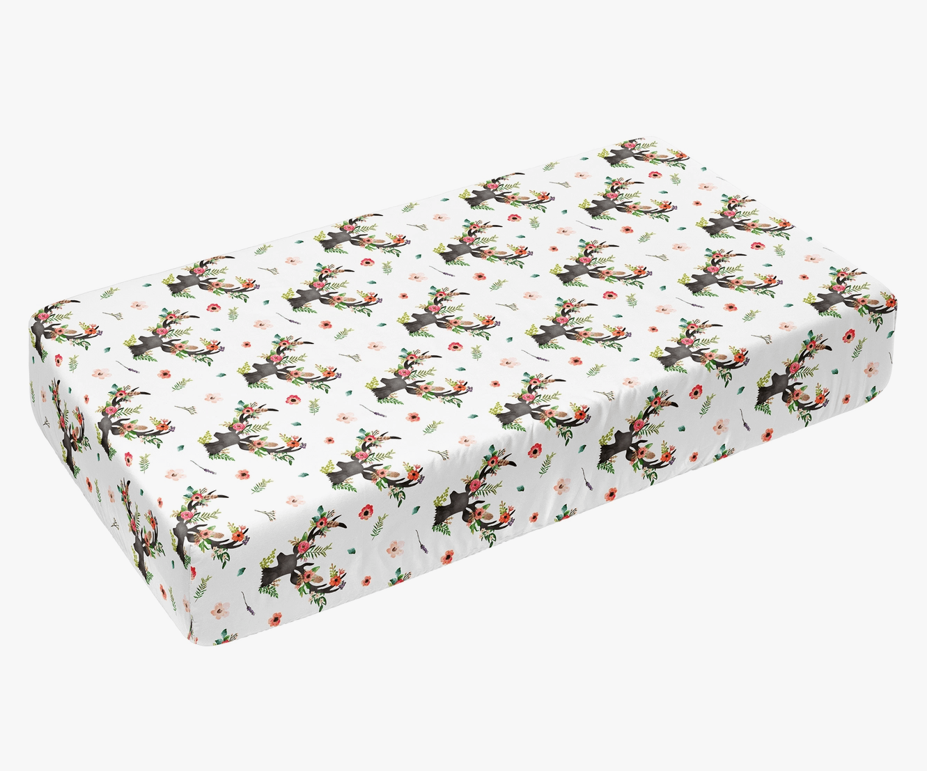 Floral Deer Crib Sheet Nursery Maple & Co. Boutique