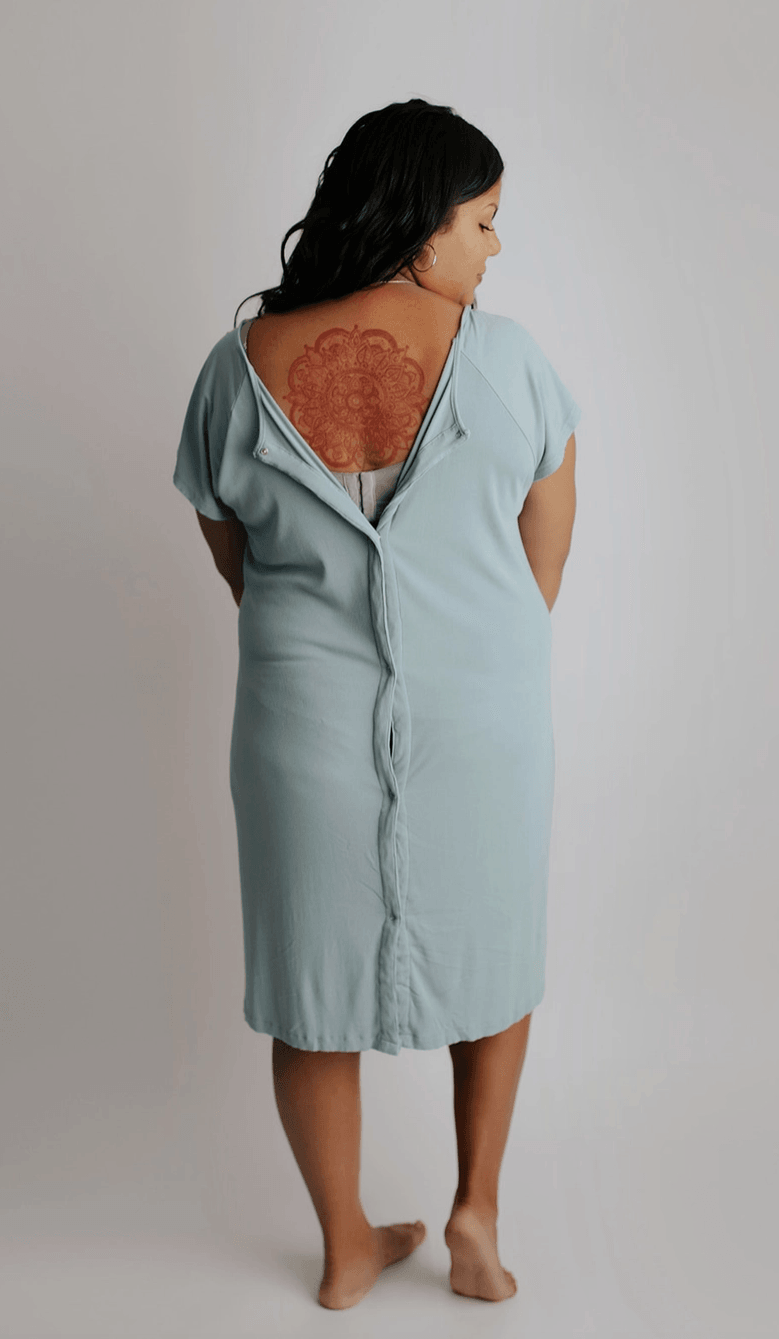 Labor and Delivery/ Nursing Gown (Blue) nursing Maple & Co. Boutique