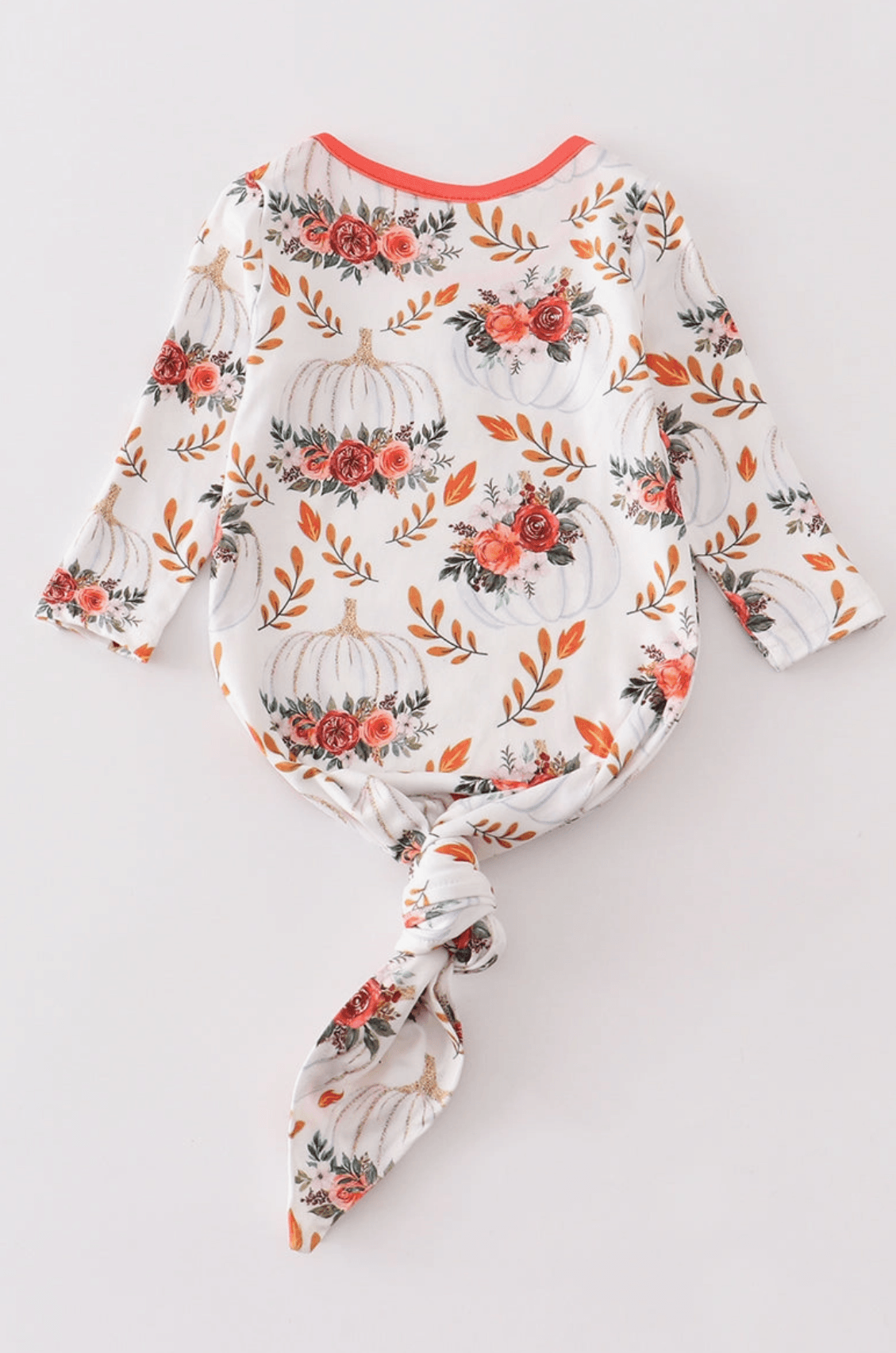 Orange Floral Print Baby Gown Baby Clothes Maple & Co. Boutique