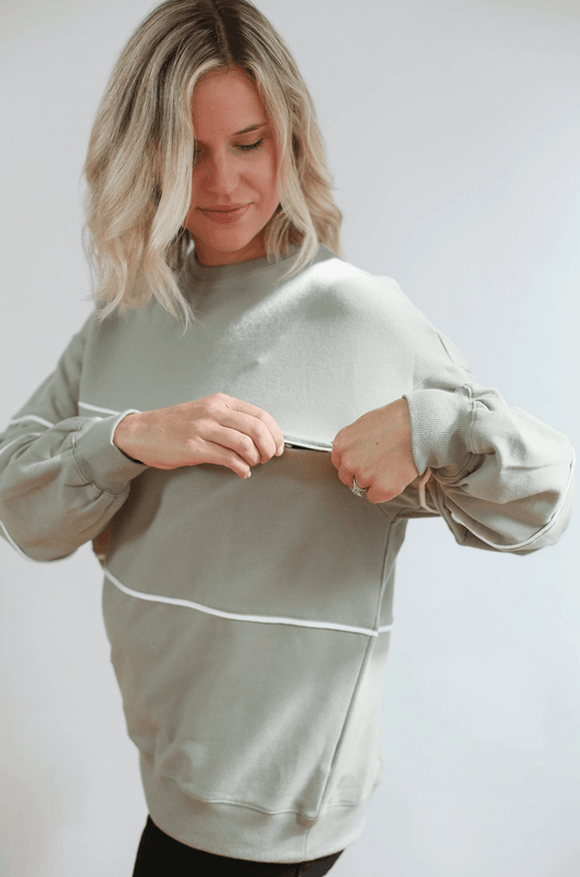 Relaxed Fit Zipper Breastfeeding Sweatshirt Nursing Maple & Co. Boutique