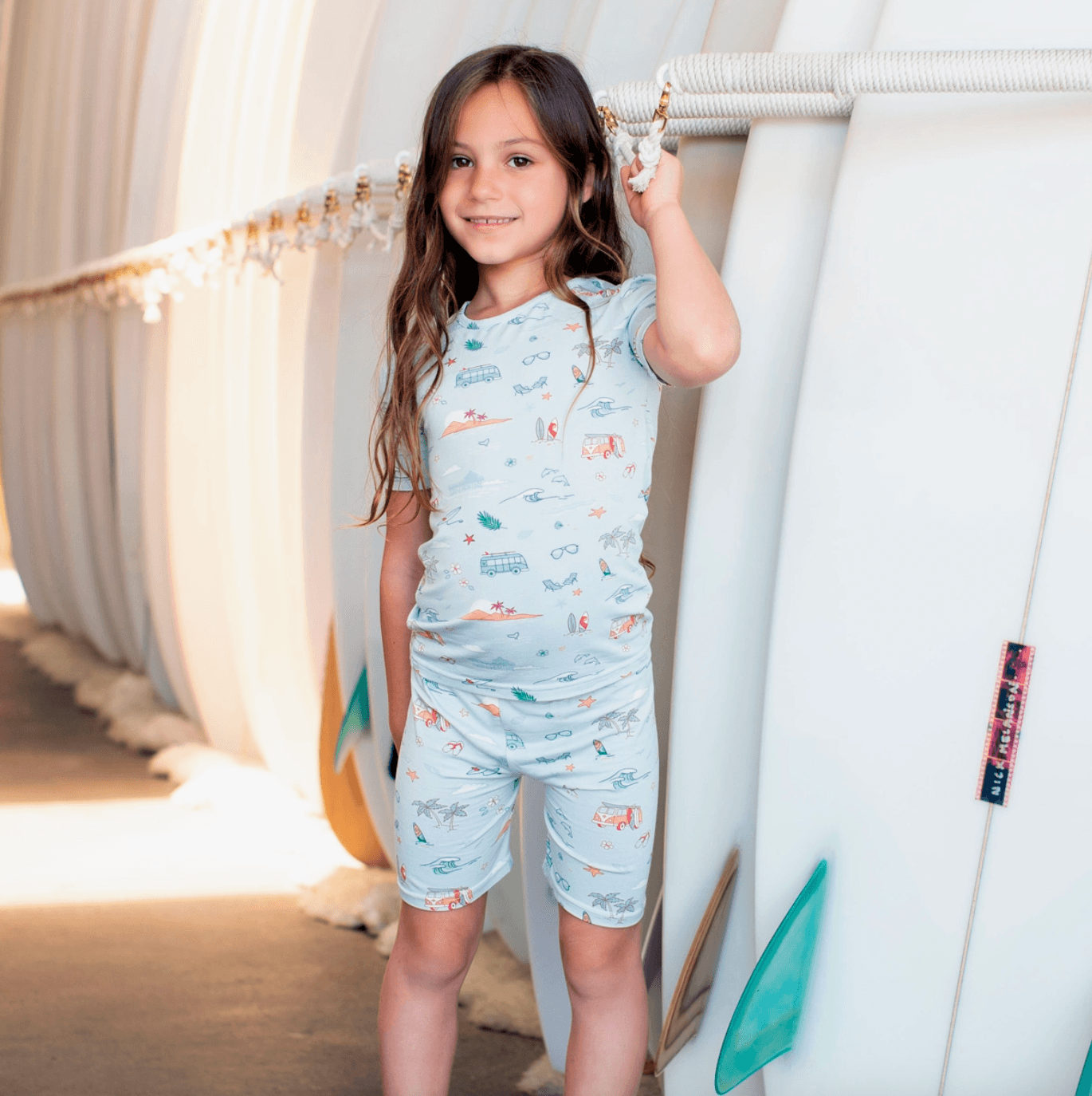 Vintage Surf Bamboo Kids Short Set Kids pajamas Maple & Co. Boutique