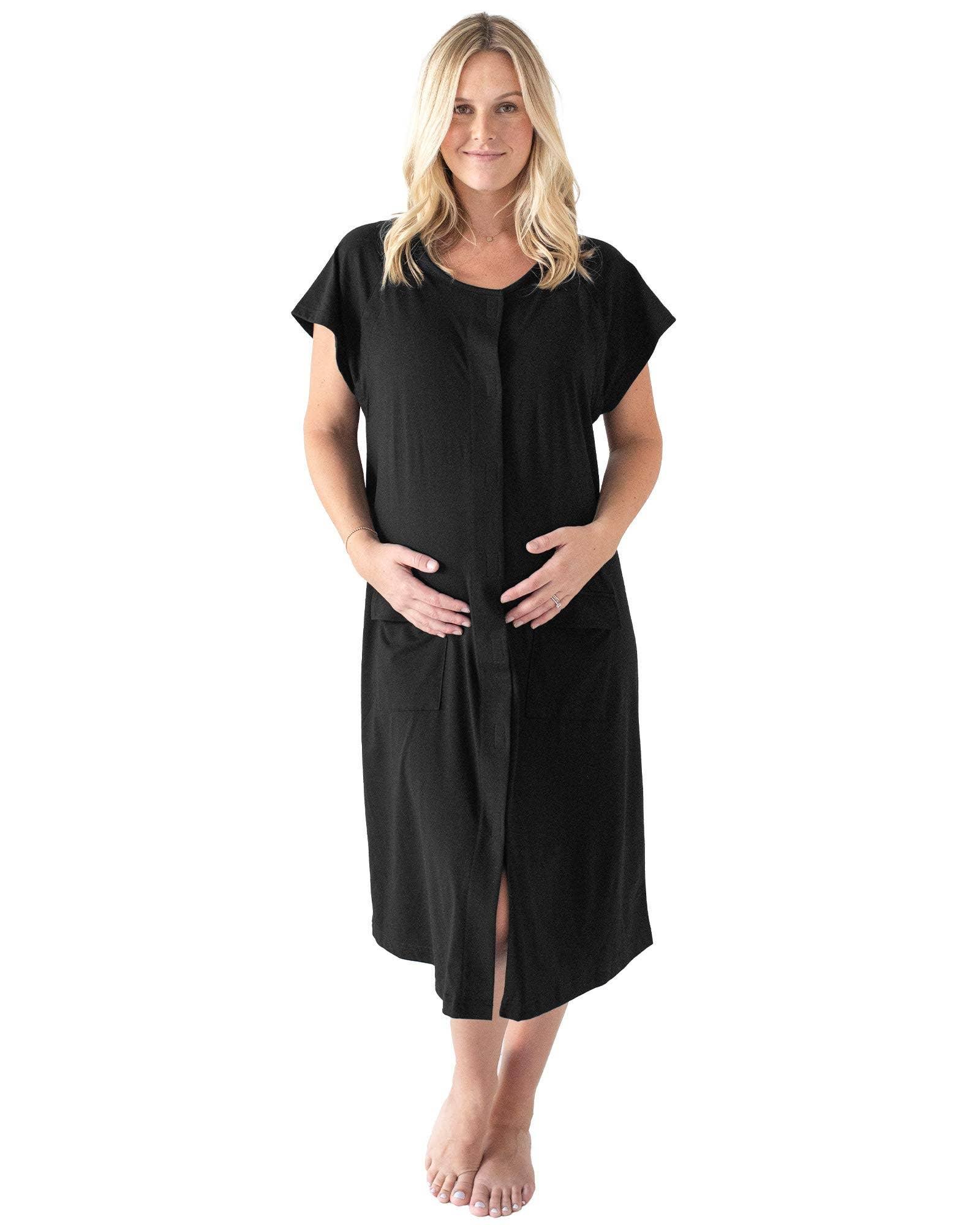 3 In 1 Universal Labor, Delivery & Nursing Gown Pregnancy Maple & Co. Boutique XL/XLL-Black