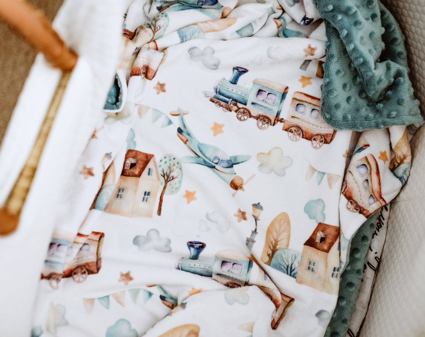 Premium Baby & Toddler Minky Blanket - Planes, Trains Blanket Maple & Co. Boutique