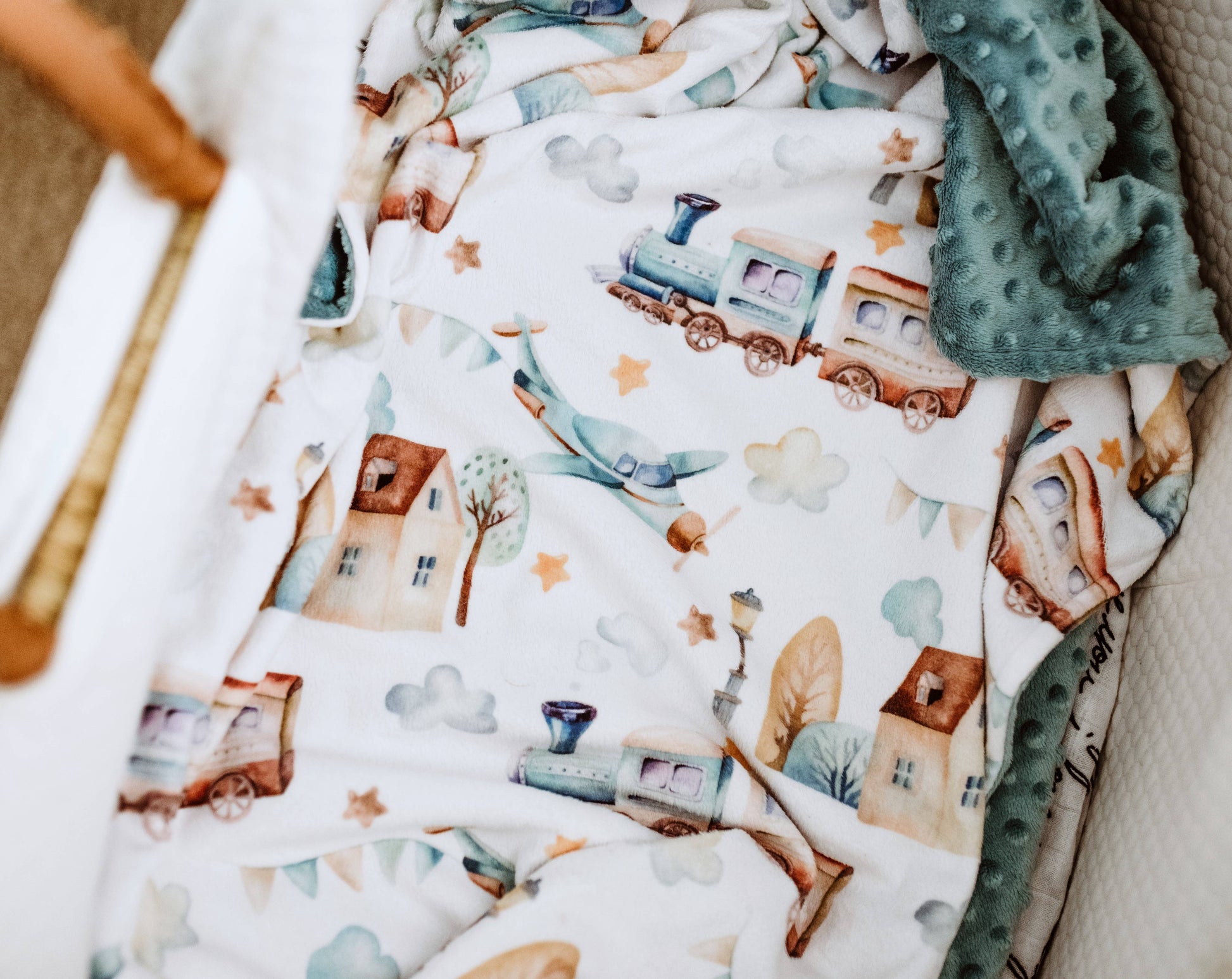 Premium Baby & Toddler Minky Blanket - Planes, Trains Blanket Maple & Co. Boutique