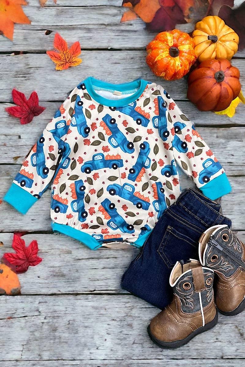 Autumn Truck Onesie Baby Onesie Maple & Co. Boutique 0-3M