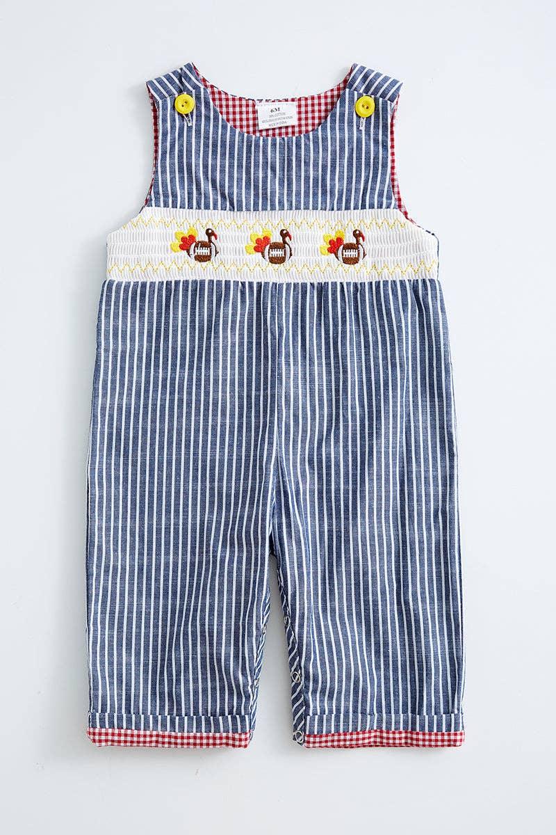 Blue Striped Turkey JonJon Baby Clothes Maple & Co. Boutique 18M