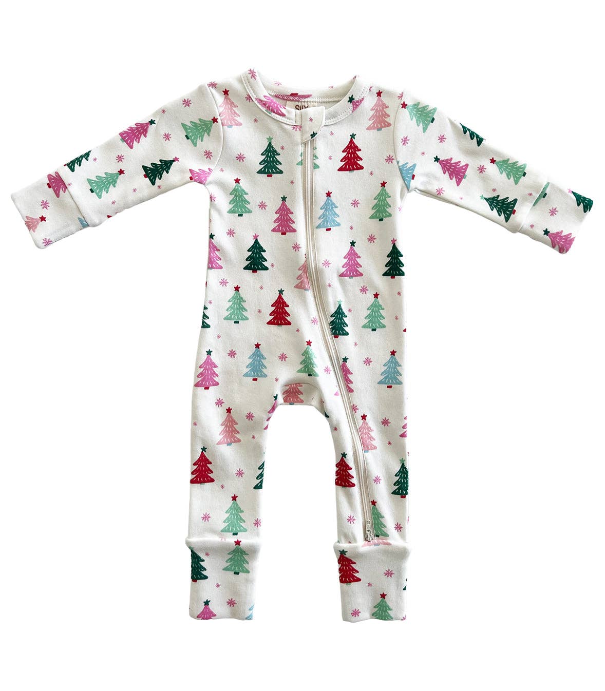 Christmas Trees 2-Way Zip Romper Baby Onesie Maple & Co. Boutique 0-3M