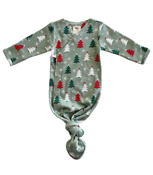 Christmas Trees Knot Gown Newborn Maple & Co. Boutique ONE SIZE
