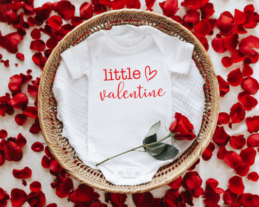 Little Valentine, Valentines Day Baby Bodysuit Baby Onesie Maple & Co. Boutique Newborn