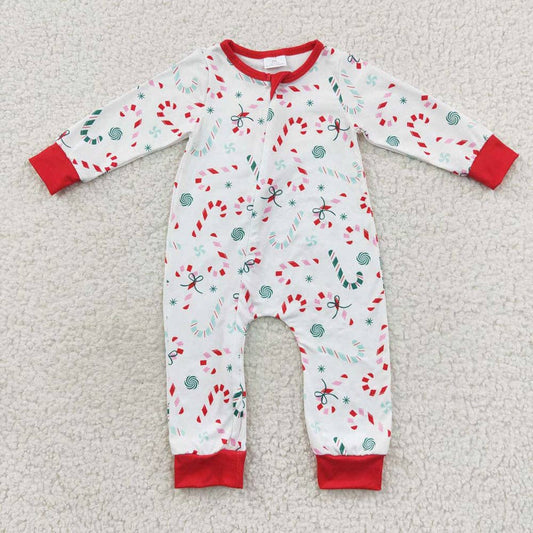 Candy Cane Christmas Romper Baby Onesie Maple & Co. Boutique 3M-6M