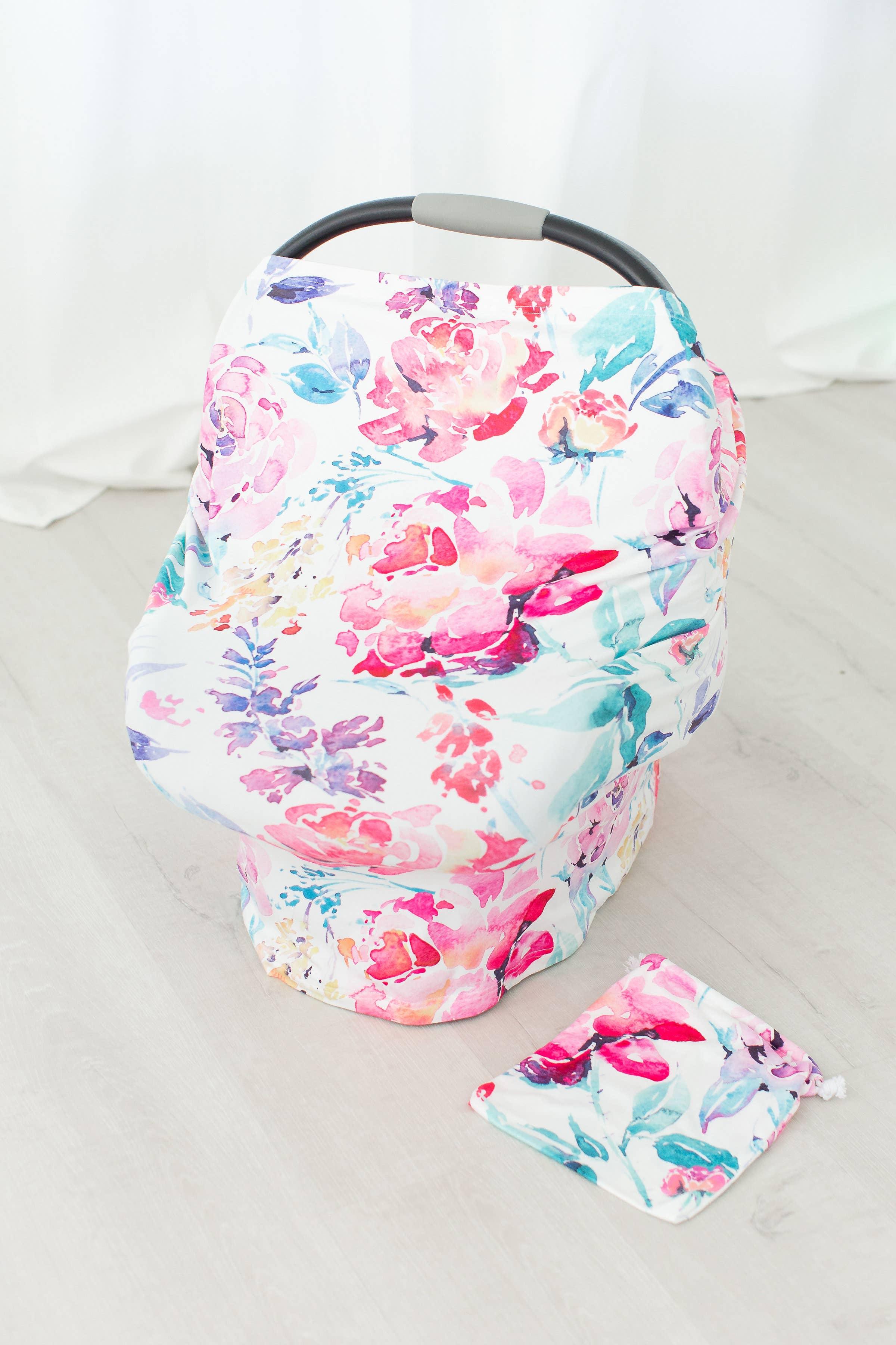 Floral Car Seat Canopy and Breastfeeding Cover Maple Co. Boutique