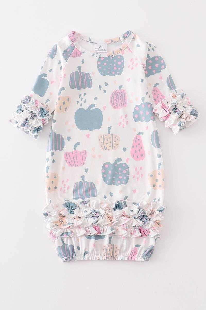 Pumpkin Ruffle Baby Gown Baby Onesie Maple & Co. Boutique 3M