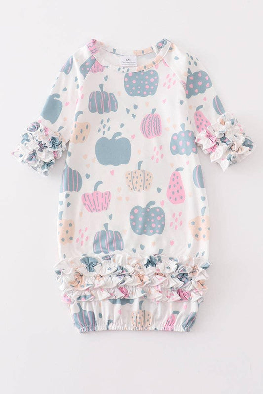 Pumpkin Ruffle Baby Gown Baby Onesie Maple & Co. Boutique 3M