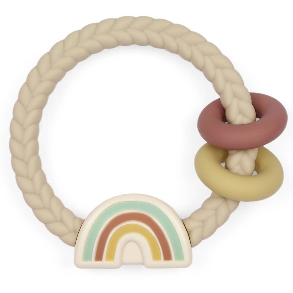 Ritzy Rattle™ Silicone Teether Rattles Baby Accessory Maple & Co. Boutique Neutral Rainbow  