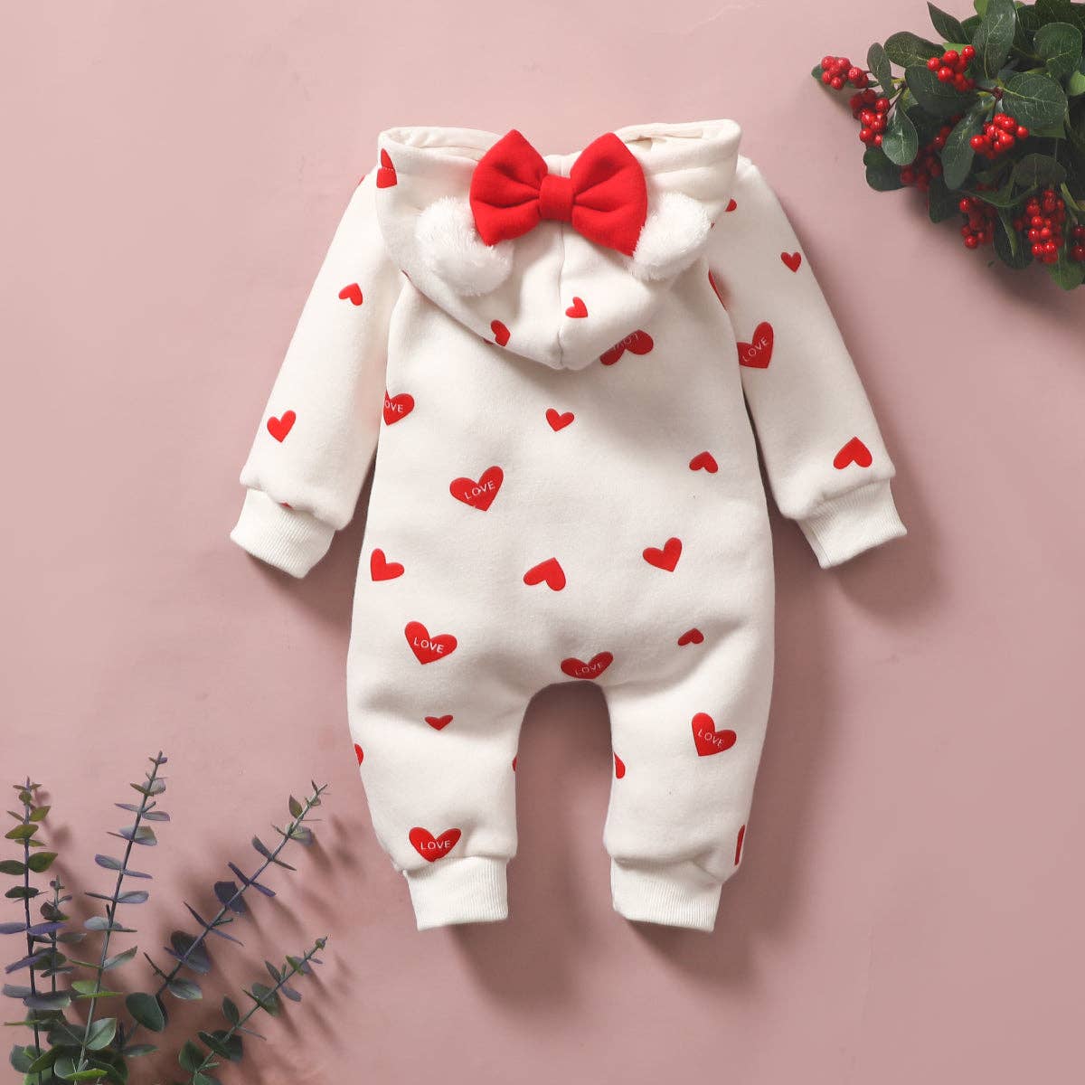 Valentine’s Day Baby Heart Jumpsuit Baby Onesie Maple & Co. Boutique   