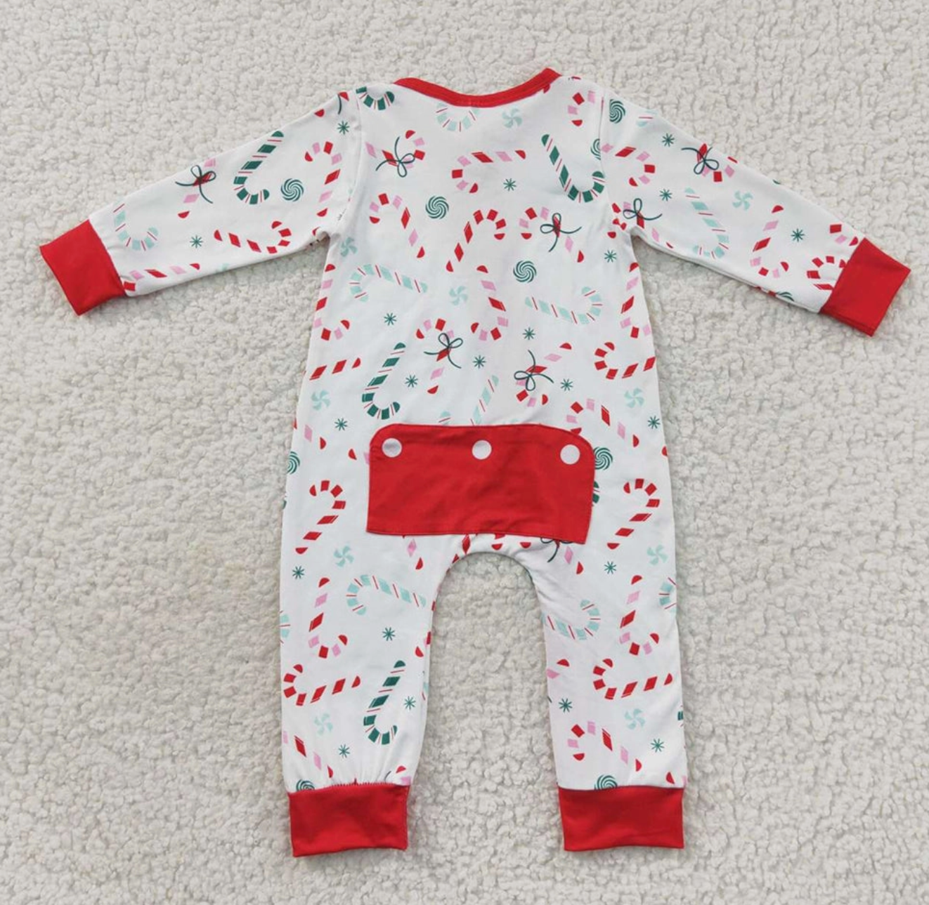 Candy Cane Christmas Romper Baby Onesie Maple & Co. Boutique   