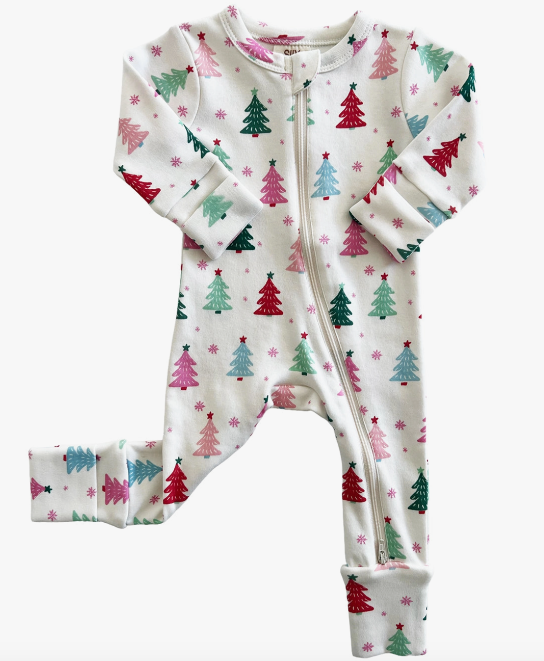 Christmas Trees 2-Way Zip Romper Baby Onesie Maple & Co. Boutique   