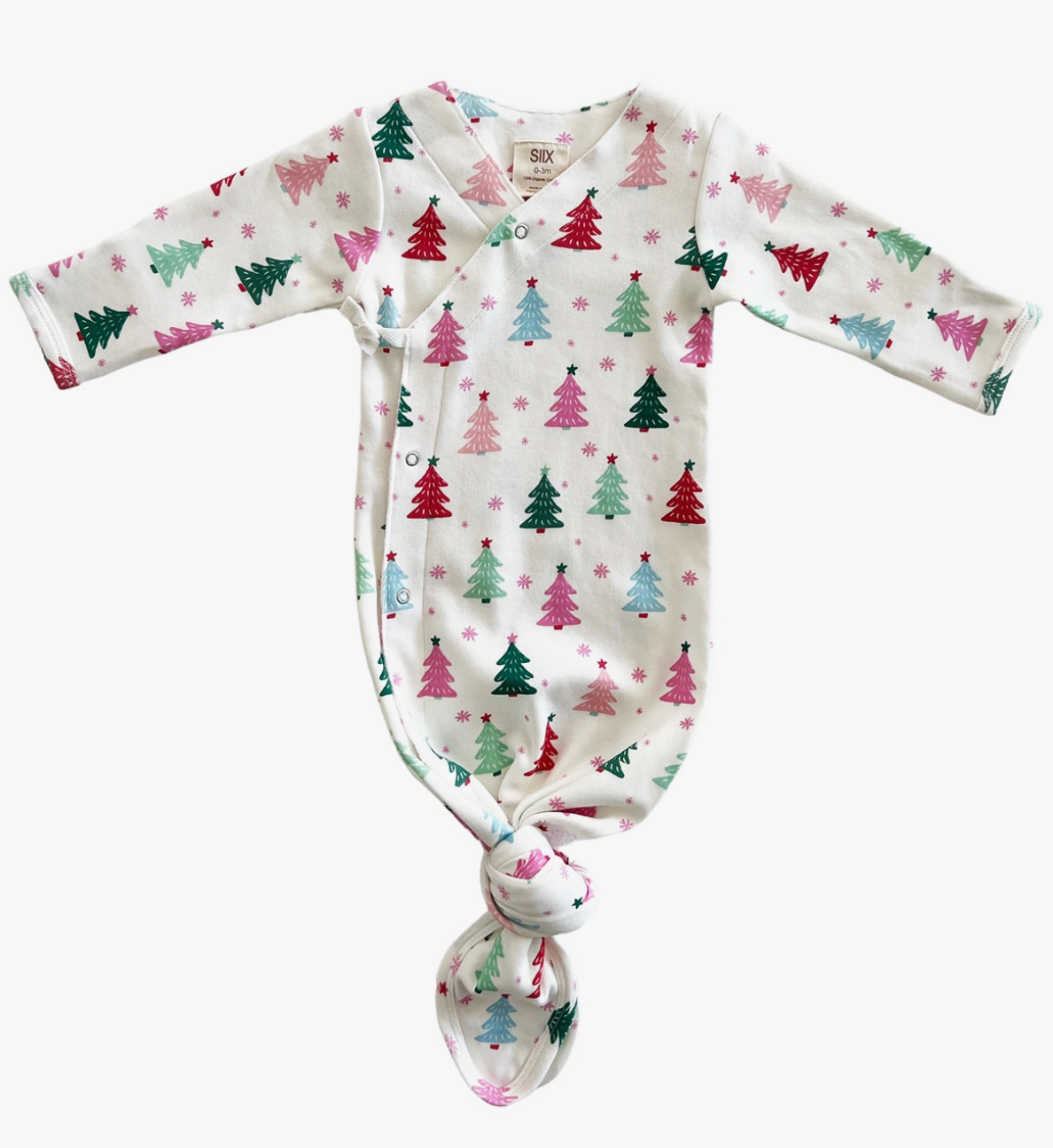 Christmas Trees Knot Gown (Pink) Baby Onesie Maple & Co. Boutique   