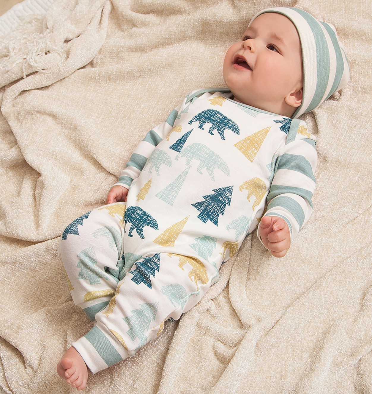 Baby Boy Cotton Romper (Timberland) Baby Onesie Maple & Co. Boutique   