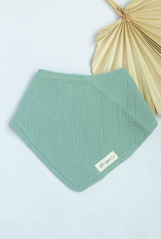 Organic Bandana Baby Bibs (Soft Muslin Fabric) Baby Accessory Maple & Co. Boutique Sage Green  