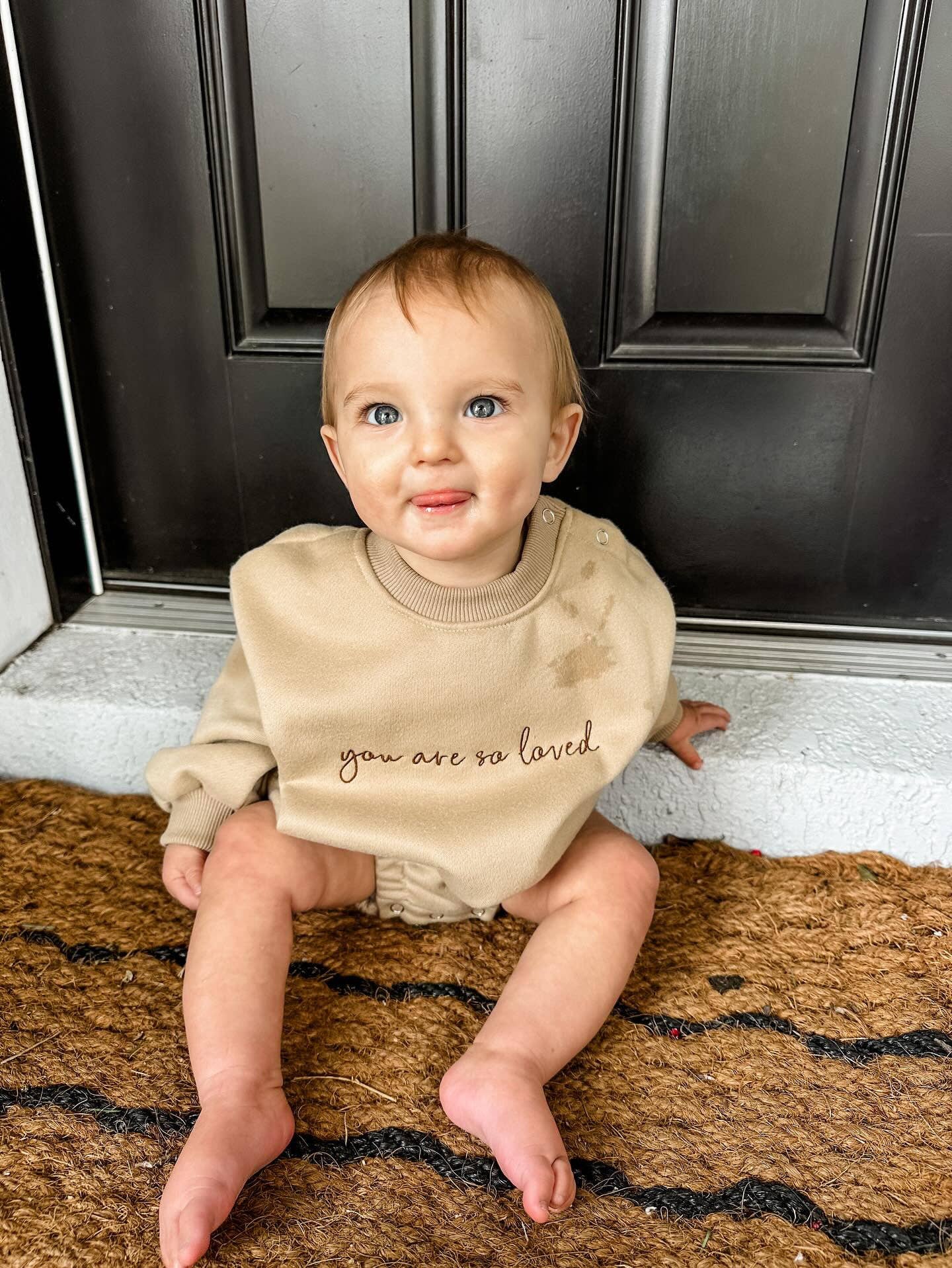 You Are So Loved Bubble Romper (Cream) Baby Onesie Maple & Co. Boutique   