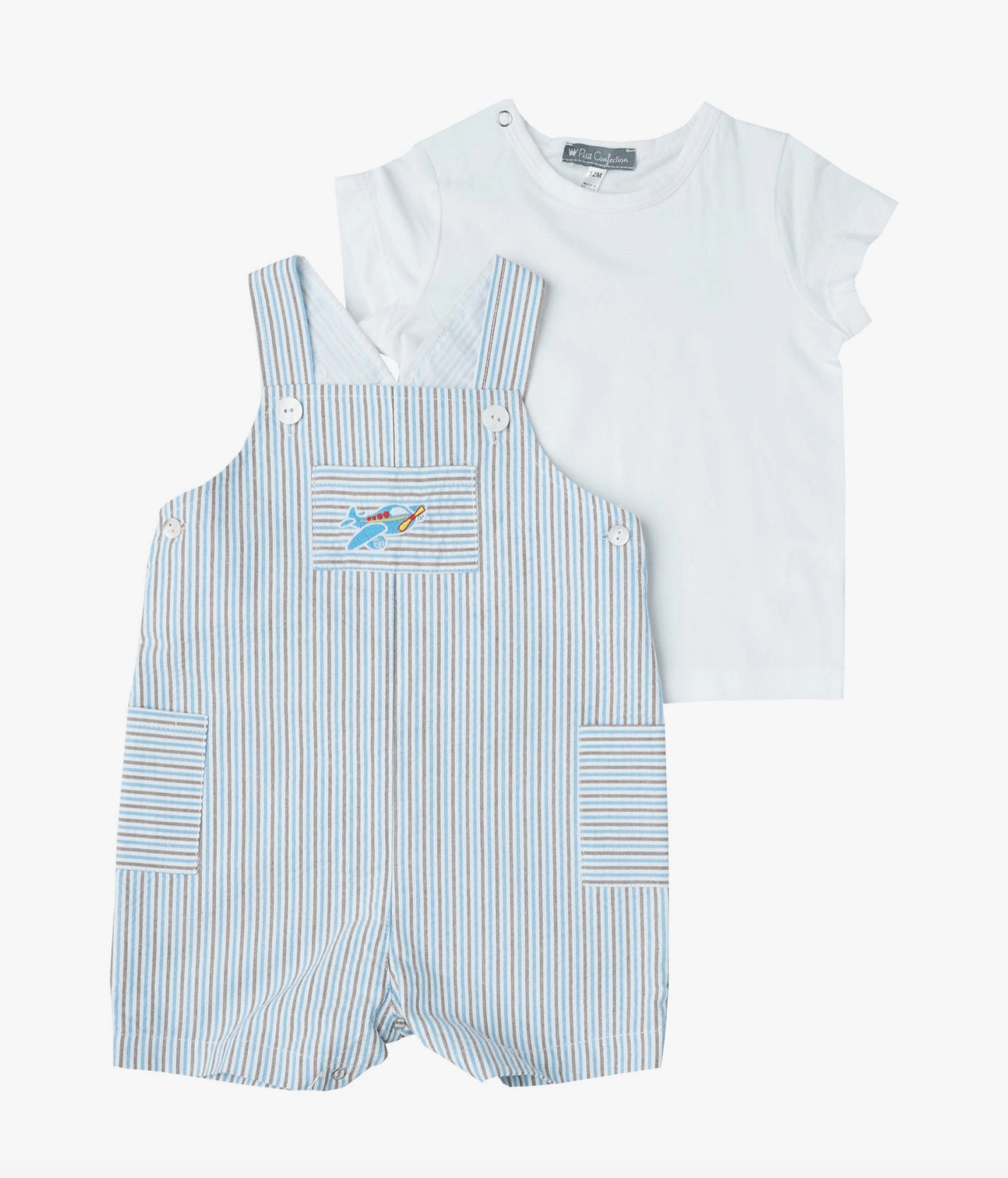 Striped Airplane Overalls + Tee Baby Clothes Maple & Co. Boutique   