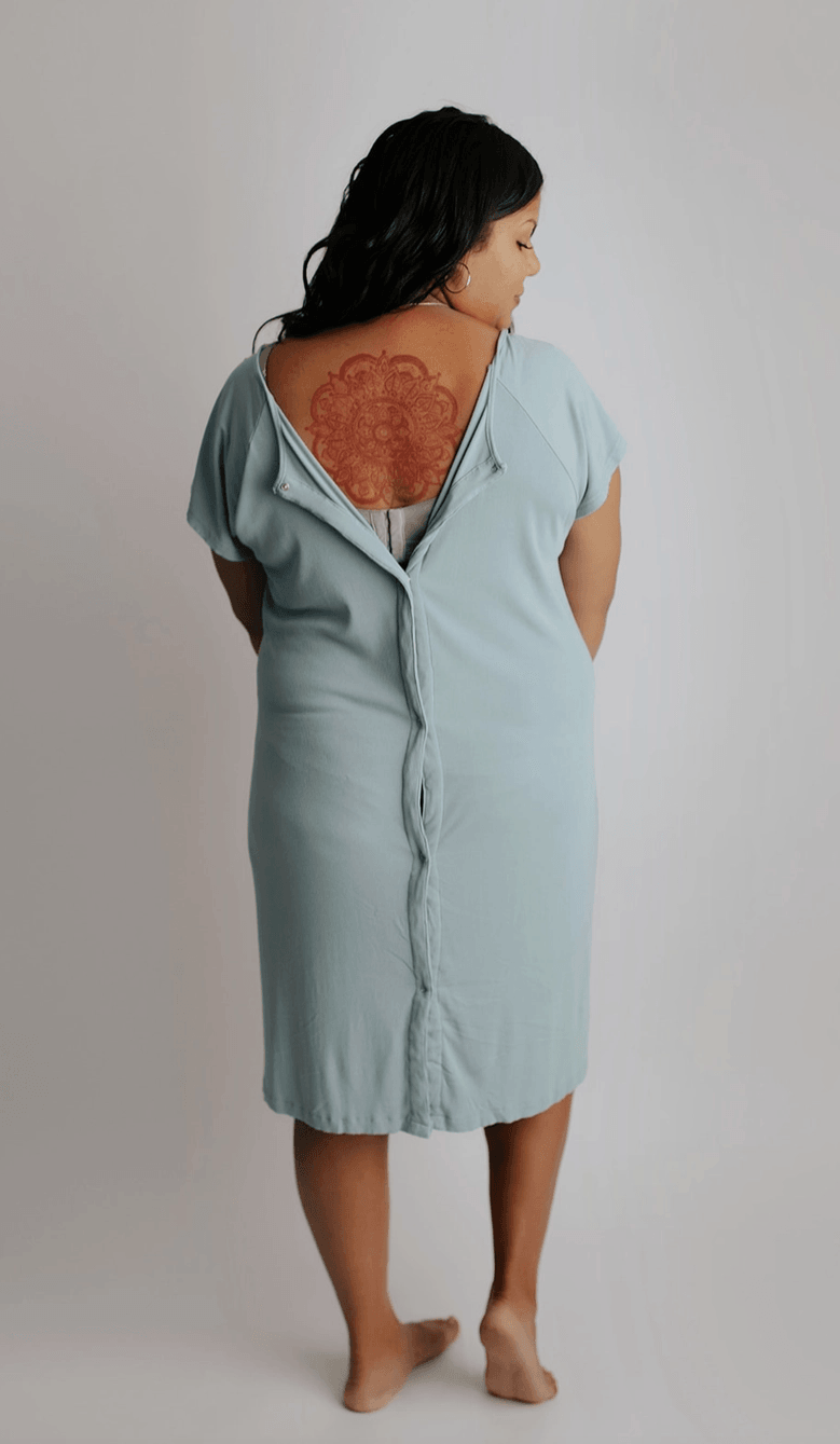 Labor and Delivery/ Nursing Gown (Blue) nursing Maple & Co. Boutique   