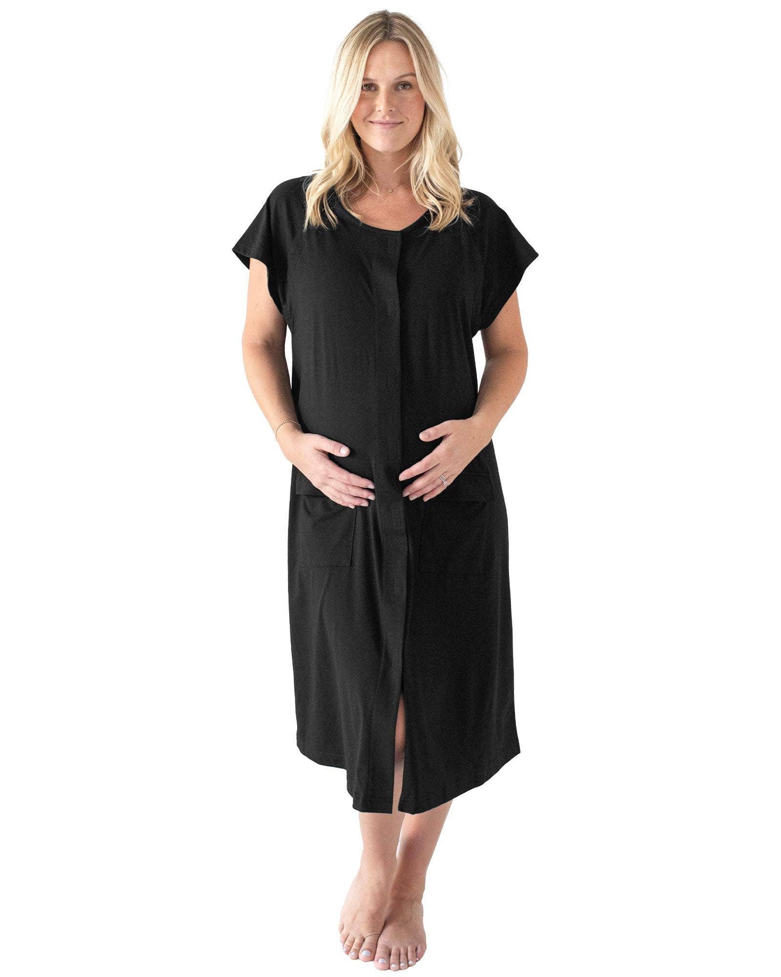 3 In 1 Universal Labor, Delivery & Nursing Gown Pregnancy Maple & Co. Boutique XL/XLL-Black  