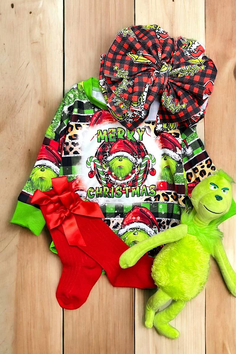 Christmas Grinch Onesie Baby Onesie Maple & Co. Boutique   