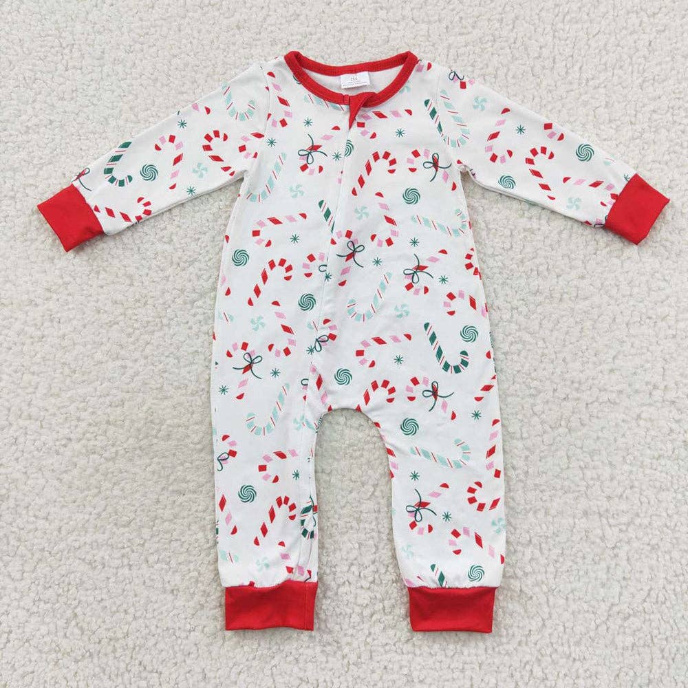 Candy Cane Christmas Romper Baby Onesie Maple & Co. Boutique 3M-6M  