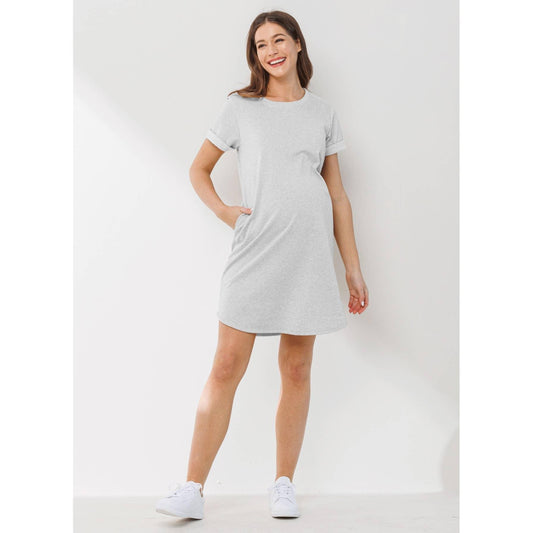 T-Shirt Maternity Dress with Pockets Maternity Maple & Co. Boutique S  
